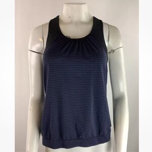 Athleta Sz S Bra Shelf Racerback Tank Top Blue Polyester Spandex Striped